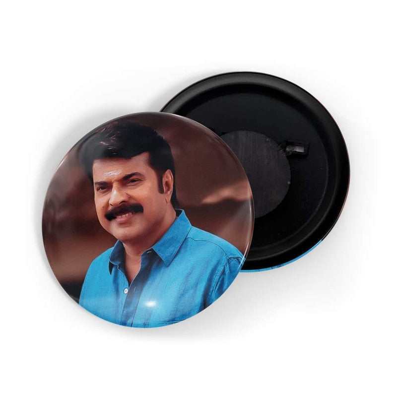 dhcrafts Brown color Round Fridge Magnet Malayalam Actor Mammootty D1 Glossy Finish Design Pack of 1 (75 mm)